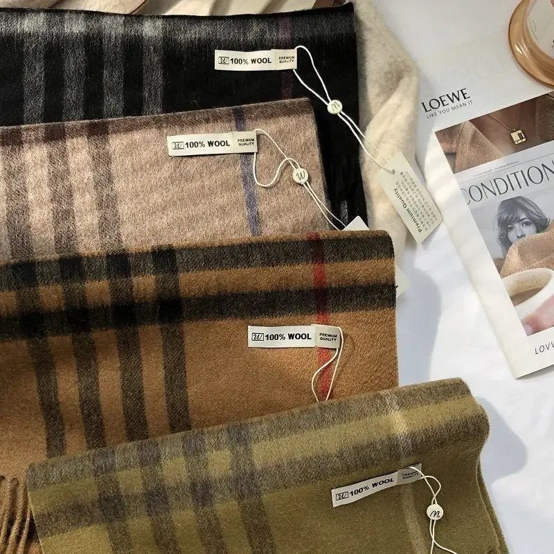 Ashford Brushed 100% Wool Plaid Scarf - Crown & Envy