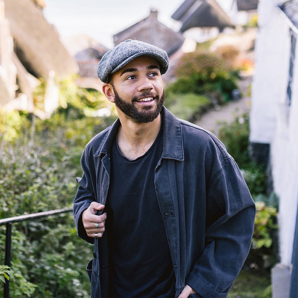 Hampton Baker Boy Hat Stone Grey Herringbone - Crown & Envy