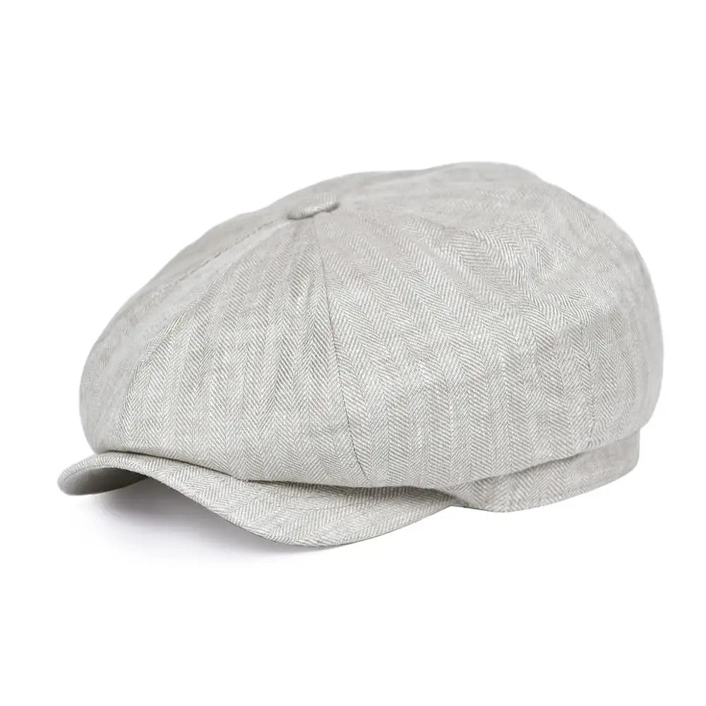 Hampton Linen Baker Boy Cap - Crown & Envy