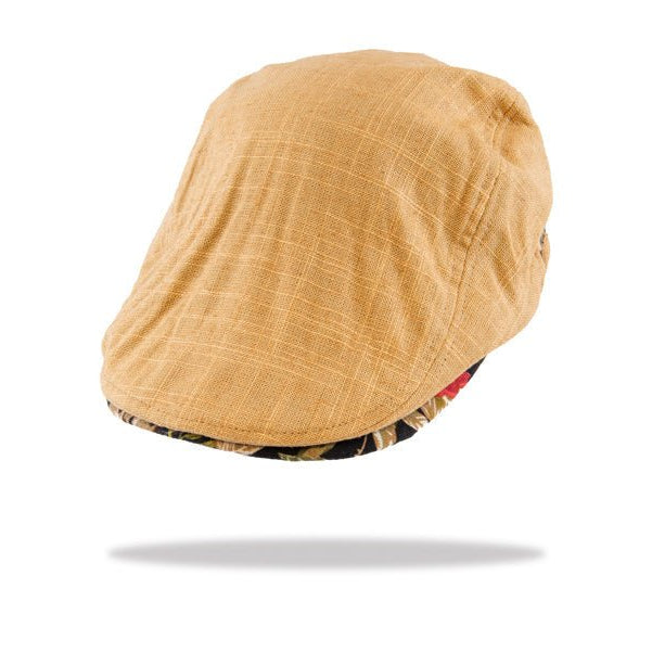 Mens Flat Cap in Caramel Linen FC15 - 5 - ENVI