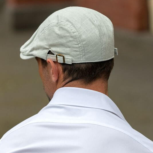 Mens Flat Cap in Light Grey Linen - ENVI