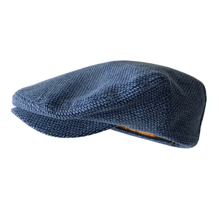 Stanton Mens Flat Cap with Strap in Blue - Crown & Envy