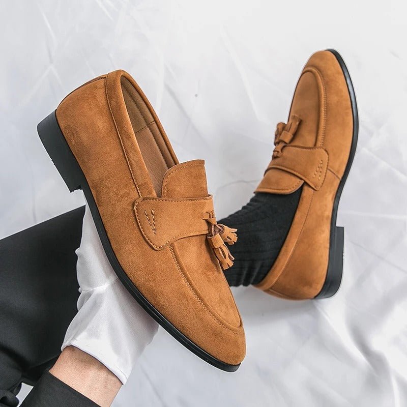 The Crown Tassel Suede Loafers - Crown & Envy