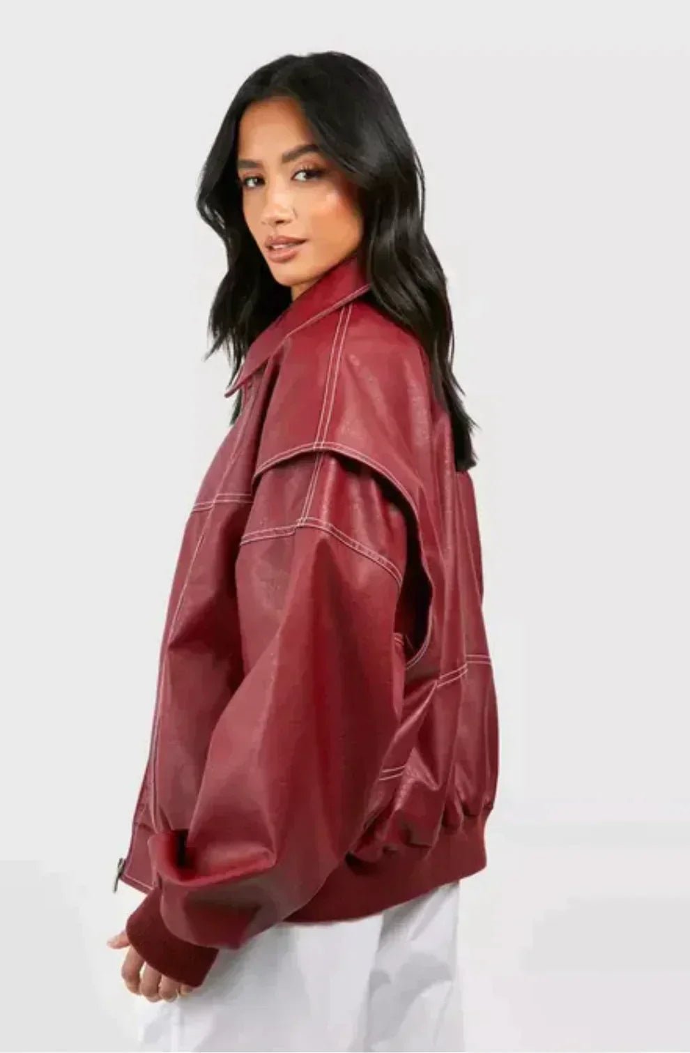 Faye™ | Oversized Leather Jacket - ENVI