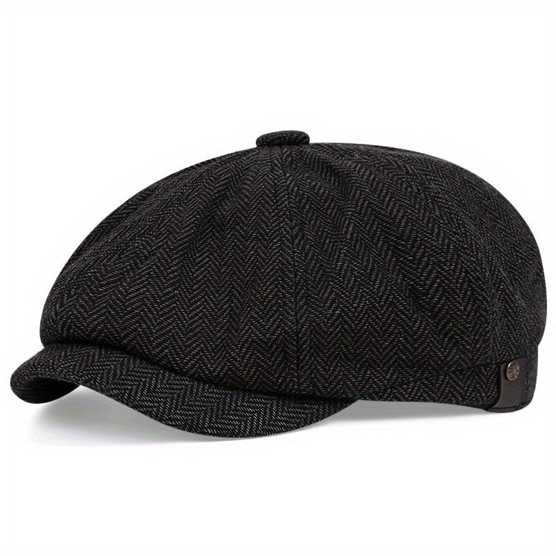 Hampton Baker Boy Hat Black Herringbone - Crown & Envy