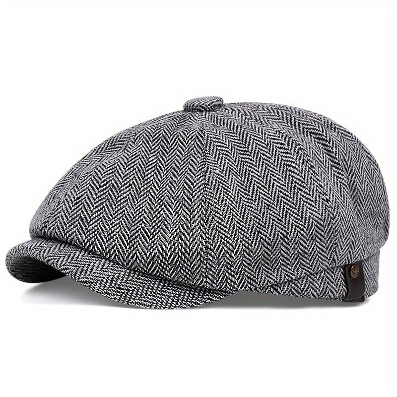 Hampton Baker Boy Hat Grey Herringbone - Crown & Envy