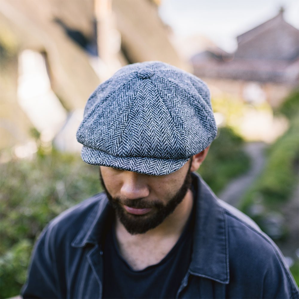 Hampton Baker Boy Hat Stone Grey Herringbone - Crown & Envy