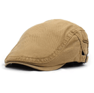 Mens Flat Cap in Caramel Linen - Crown & Envy