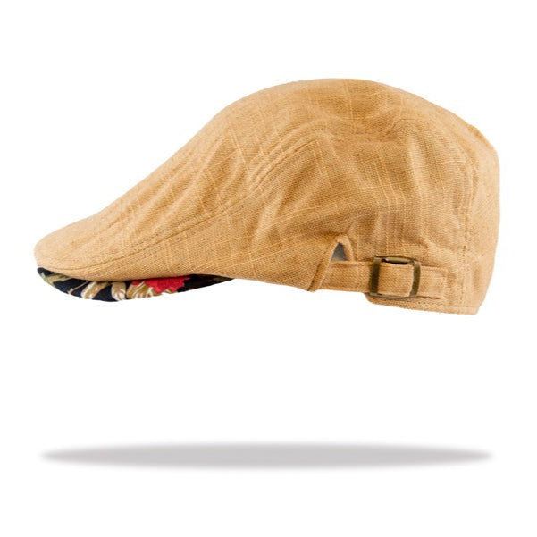 Mens Flat Cap in Caramel Linen FC15 - 5 - ENVI