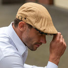 Mens Flat Cap in Caramel Linen FC15 - 5 - ENVI