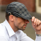 Mens Flat Cap in Grey Check. - ENVI