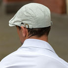 Mens Flat Cap in Light Grey Linen - ENVI