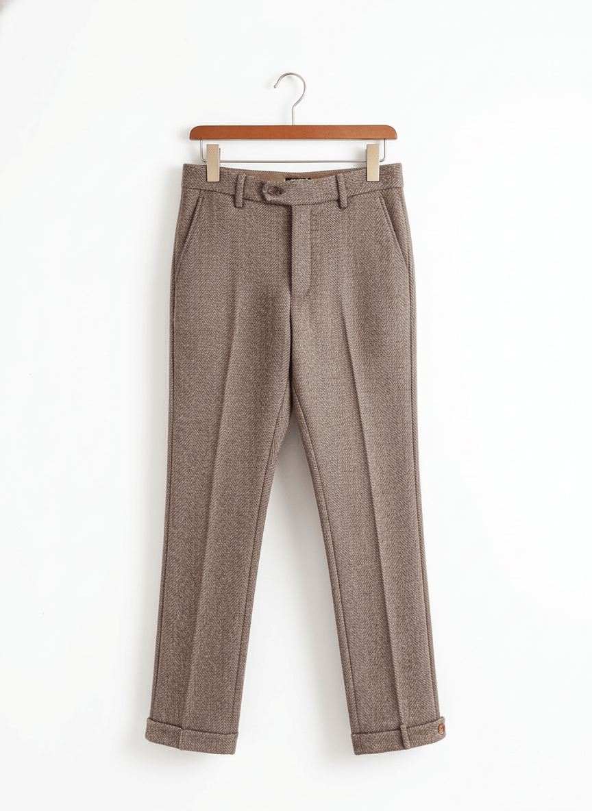 Savill Herringbone Wool Dress Trousers - Crown & Envy