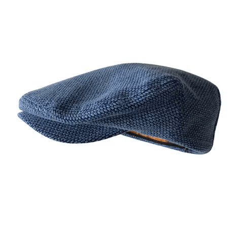 Stanton Mens Flat Cap with Strap in Blue - Crown & Envy