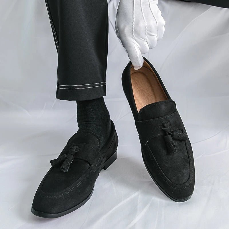 The Crown Tassel Suede Loafers - Crown & Envy