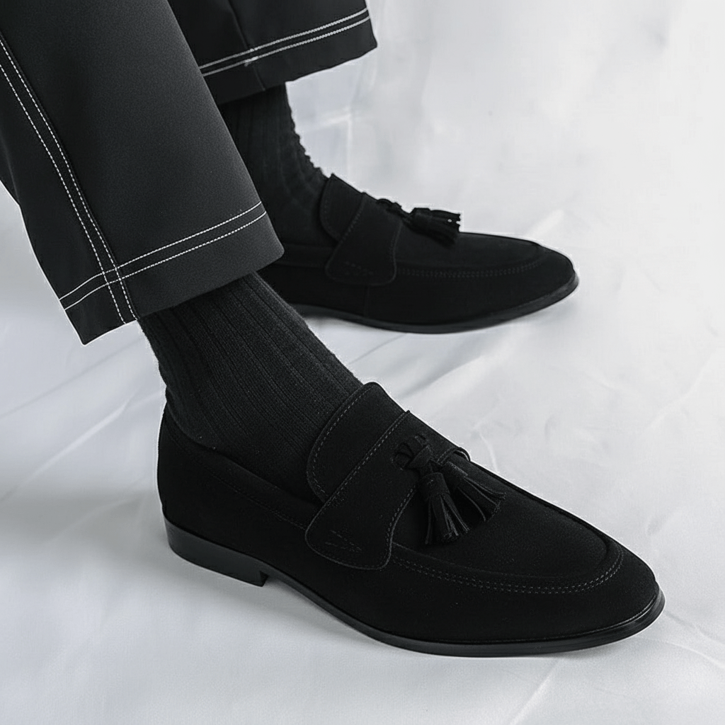 The Crown Tassel Suede Loafers - Crown & Envy