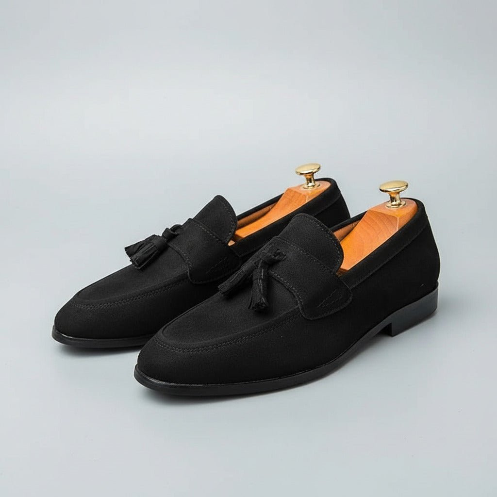 The Crown Tassel Suede Loafers - Crown & Envy