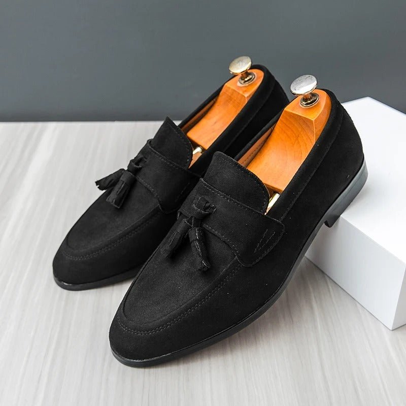 The Crown Tassel Suede Loafers - Crown & Envy