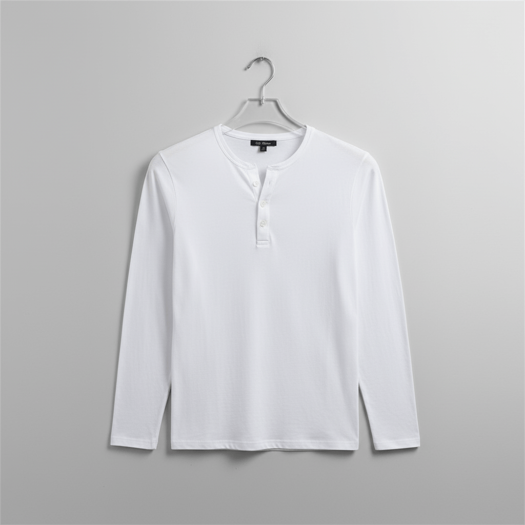 V - Neck Long Sleeve Cotton Shirt - Crown & Envy
